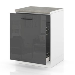 Szafka kuchenna dolna kosz cargo 60cm spremium szary połysk 377988 Szafka kuchenna dolna kosz cargo 60cm spremium szary połysk 377988