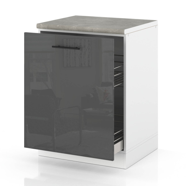 Szafka kuchenna dolna kosz cargo 60cm spremium szary połysk 377988