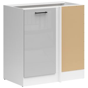 Szafka kuchenna dolna narożna Junona Line jasny prawa jasny szary połysk zabudowuje naroże 100×60 cm 75308