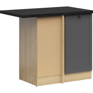 Szafka kuchenna dolna narożna Junona Line lewa grafitowa z blatem zabudowuje naroże 100×60 cm 310324