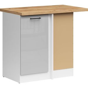 Szafka kuchenna dolna narożna Junona Line praw jasny szary połysk z blatem zabudowuje naroże 100×60 cm 174488 Szafka kuchenna dolna narożna Junona Line praw jasny szary połysk z blatem zabudowuje naroże 100×60 cm 174488