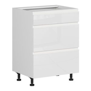 Szafka kuchenna dolna Sole 60 cm z szufladami cichy domyk biały połysk 384476 Szafka kuchenna dolna Sole 60 cm z szufladami cichy domyk biały połysk 384476