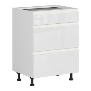 Szafka kuchenna dolna Sole 60 cm z szufladami cichy domyk biały połysk 382616 Szafka kuchenna dolna Sole 60 cm z szufladami cichy domyk biały połysk 382616
