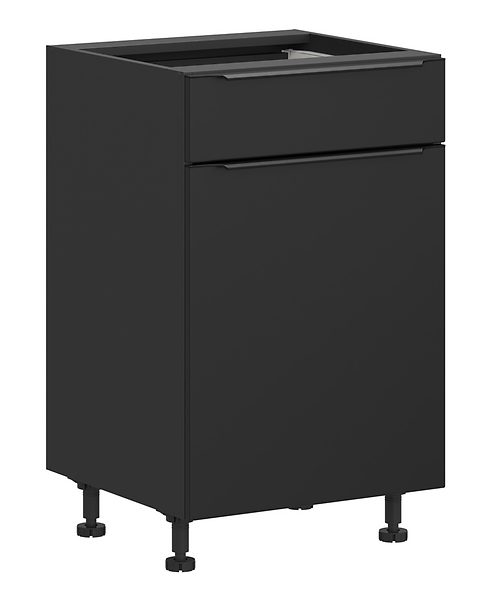 Szafka kuchenna dolna Sole L6 50 cm lewa z szufladą cichy domyk czarny mat 384779